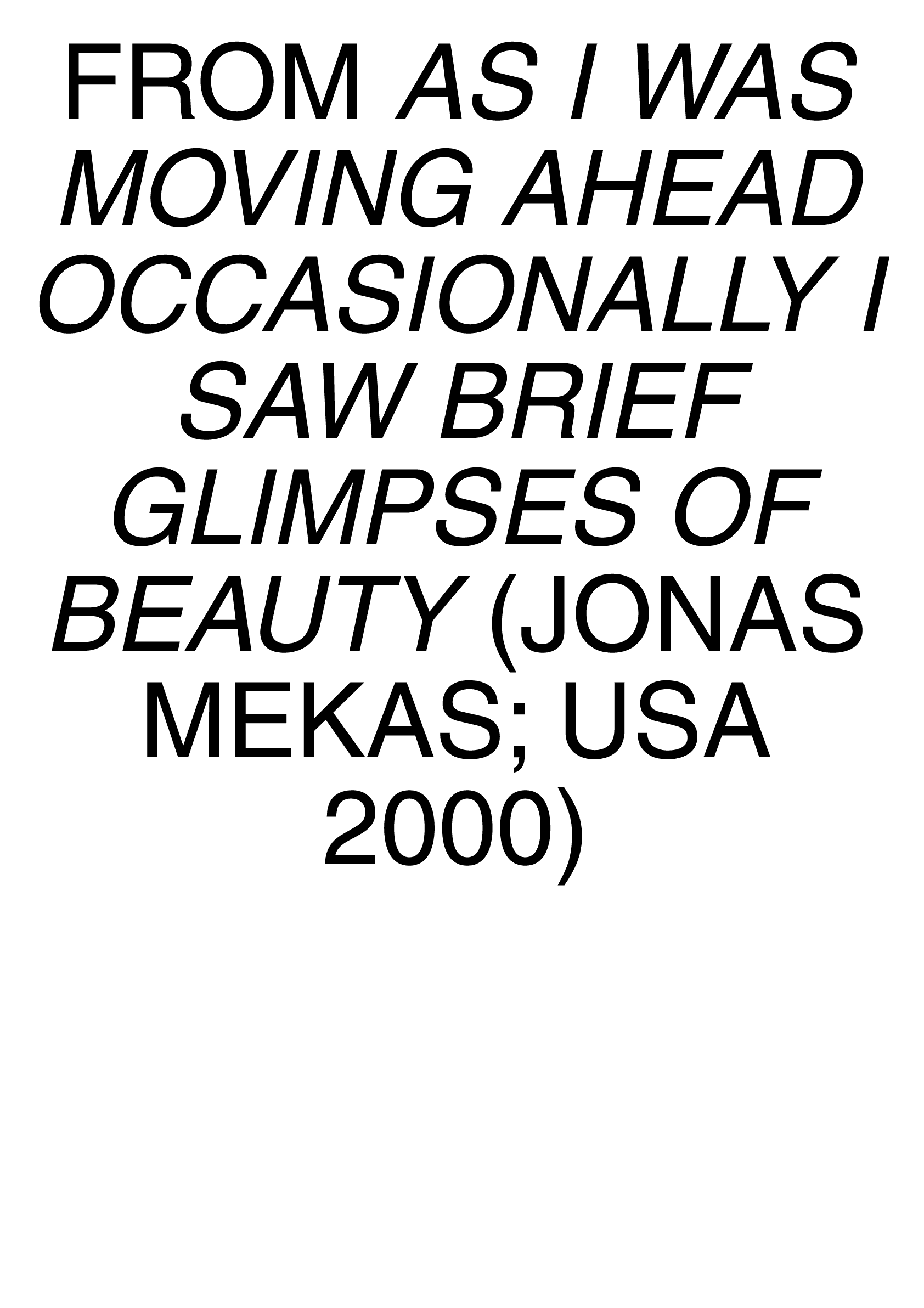 FROM AS I WAS MOVING AHEAD OCCASIONALLY I SAW BRIEF GLIMPSES OF BEAUTY (JONAS MEKAS; USA 2000)